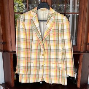 Geoffrey Beene Multicolor Plaid Blazer